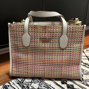 GUESS SILVANA COLORFUL STRAW TOTE HANDBAG